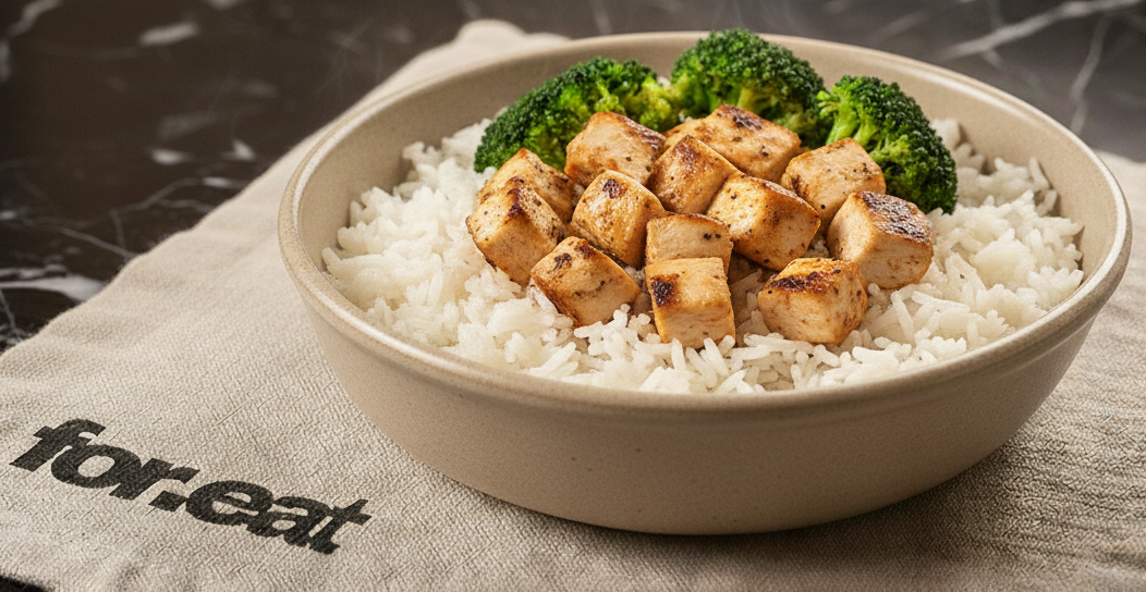 Pollo a la plancha con arroz integral y brócoli al vapor